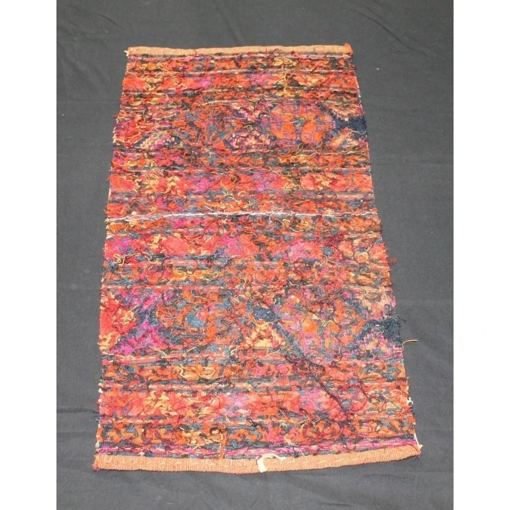 Antique 19thC Soumak Mafrash Panel Nomadic Cargo Bag Face 18x35